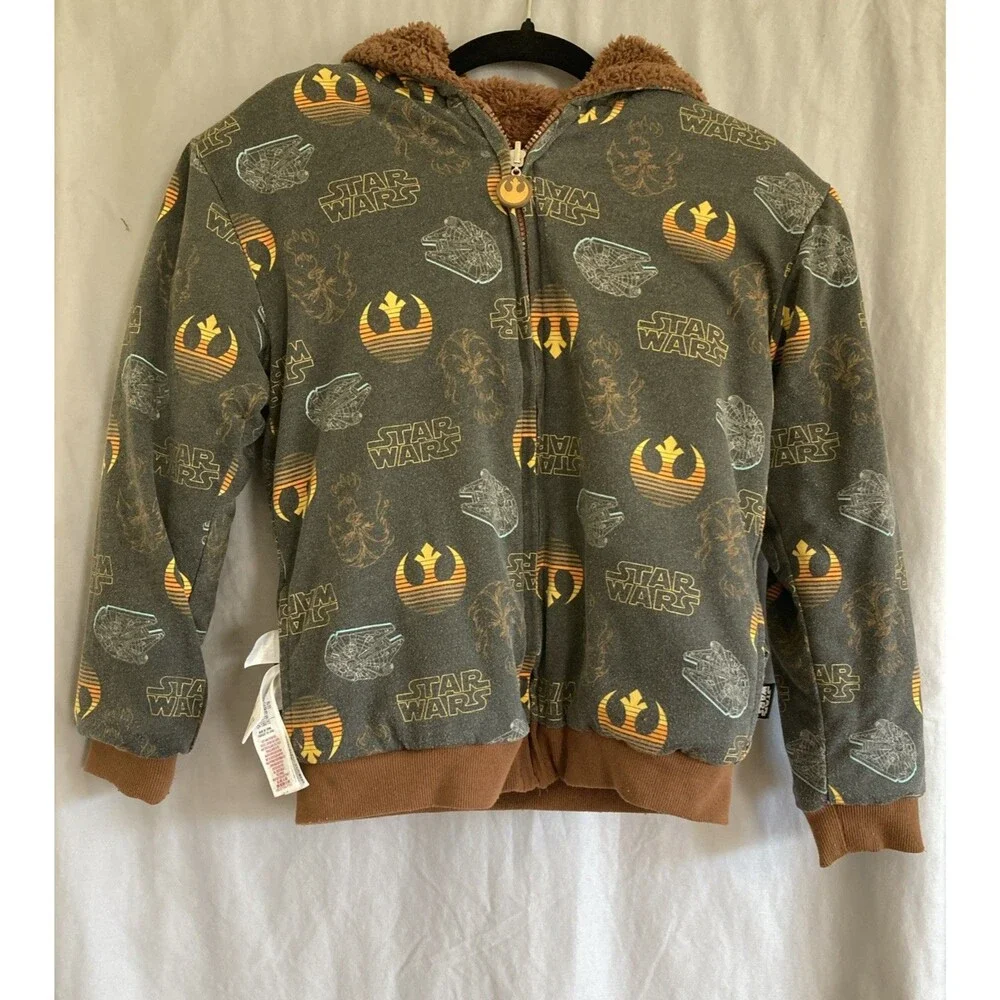 Disney Star Wars Chewbacca Reversible Jacket Kids‎ Youth Size 11-12 Cosplay Hood